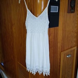 Poetry dress - Boho Ivory lace strapless Large